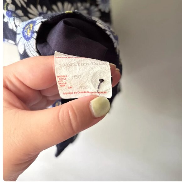 1990s Blue Floral Vest | Vintage Boxy Cotton Vest - Picture 2 of 5